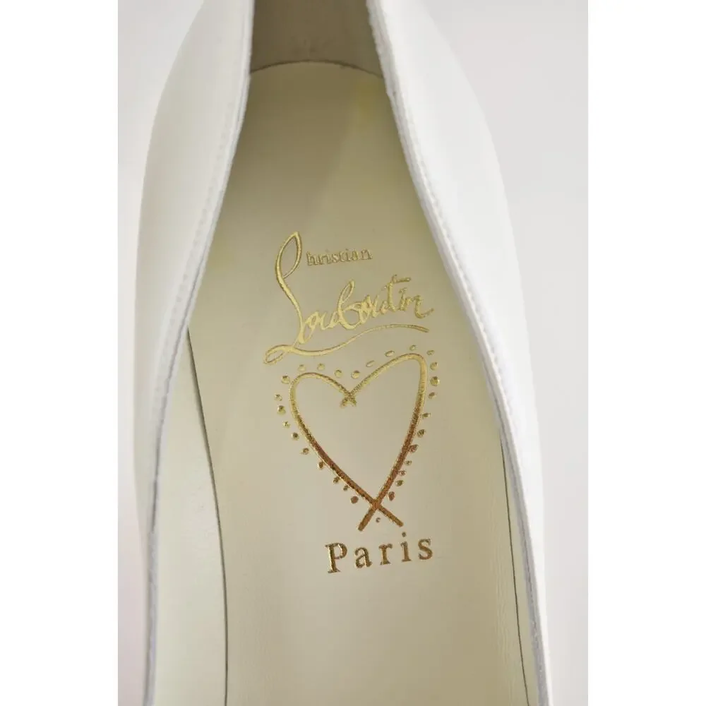 Christian Louboutin Miss Z 100 Nappa Perle Bianco White Pointed Heel Pump 40.5